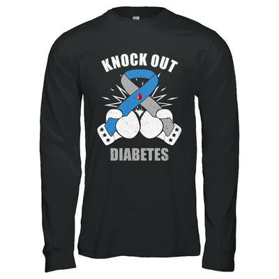 Boxing Knock Out Diabetes Awareness Support-T-Shirt & Hoodie-Long Sleeve T-Shirt-Black