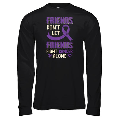Friends Don't Let Friends Fight Cancer Alone Purple Violet Awareness-T-Shirt & Tank Top-Long Sleeve T-Shirt-Black