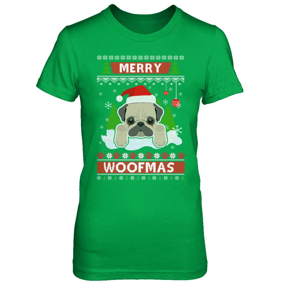 Pug Merry Woofmas Ugly Christmas Sweater-T-Shirt & Sweatshirt-Women's T-Shirt-Irish Green