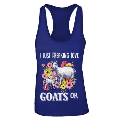 I Just Freaking Love Goats-T-Shirt & Tank Top-Women's Ideal Racerback Tank-Royal