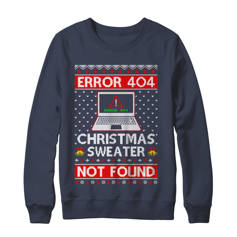 Error 404 Ugly Christmas Sweater Not Foud Computer-T-Shirt & Sweatshirt-Crewneck Sweatshirt-Navy