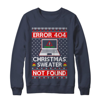 Error 404 Ugly Christmas Sweater Not Foud Computer-T-Shirt & Sweatshirt-Crewneck Sweatshirt-Navy