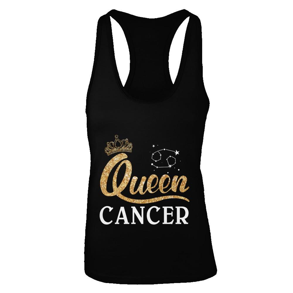 Queen Cancer Zodiac June July Birthday Gift-T-Shirt & Tank Top-Women's Ideal Racerback Tank-Black
