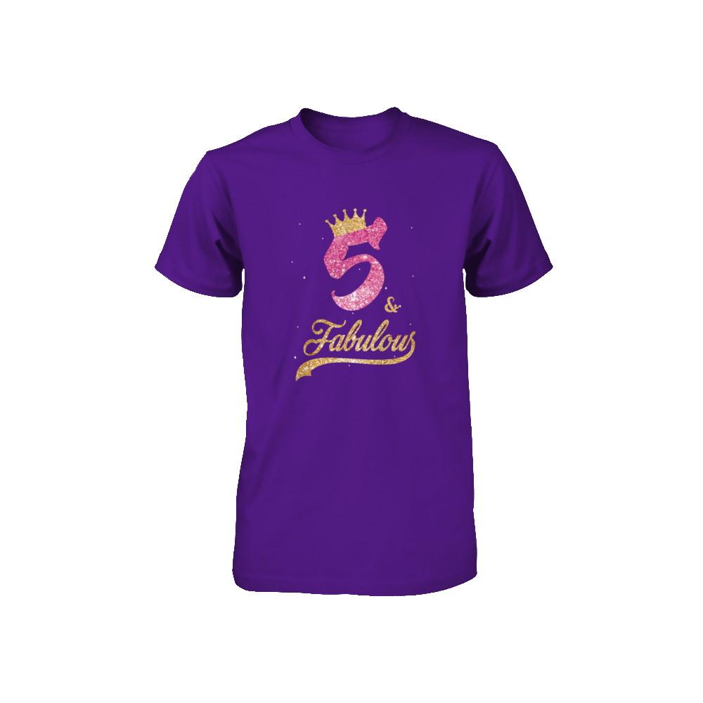 5Th And Fabulous Five Birthday Youth-Youth Shirt-Youth T-Shirt-Team Purple