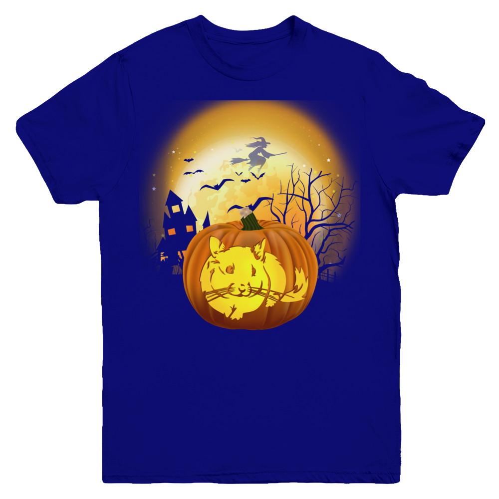 Pumpkin Chinchilla Halloween Human Costume Youth-Youth Shirt-Youth T-Shirt-Navy