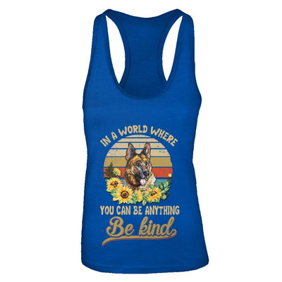 In A World Where You Can Be Anything Be Kind German Shepherd Sunflow-T-Shirt & Tank Top-Women's Ideal Racerback Tank-Royal