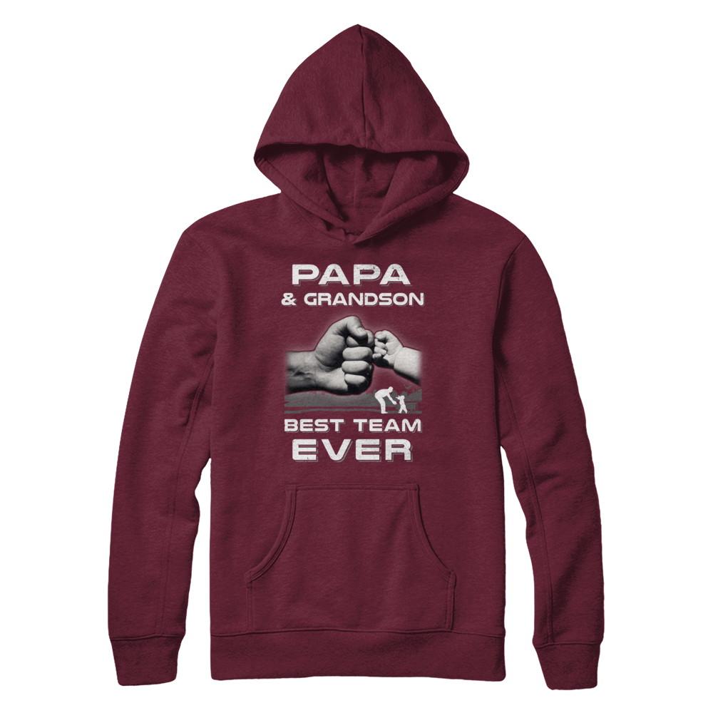 Papa And Grandson Best Team Ever Fathers Day-T-Shirt & Hoodie-Pullover Hoodie-Maroon