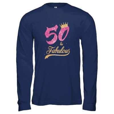 50 And Fabulous 1971 50th Birthday Gift-T-Shirt & Tank Top-Long Sleeve T-Shirt-Navy