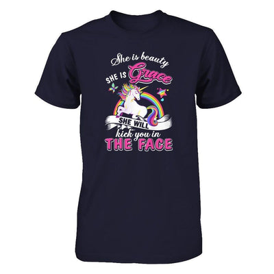 She Is Beauty She Is Grace She'll Kick You In The Face-T-Shirt & Tank Top-Premium T-Shirt-Midnight Navy