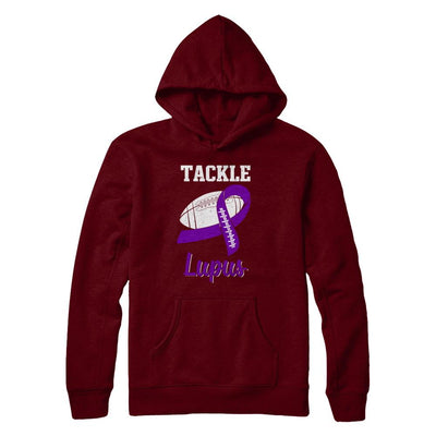 Football Survivor Tackle Purple Lupus Awareness-T-Shirt & Hoodie-Pullover Hoodie-Maroon