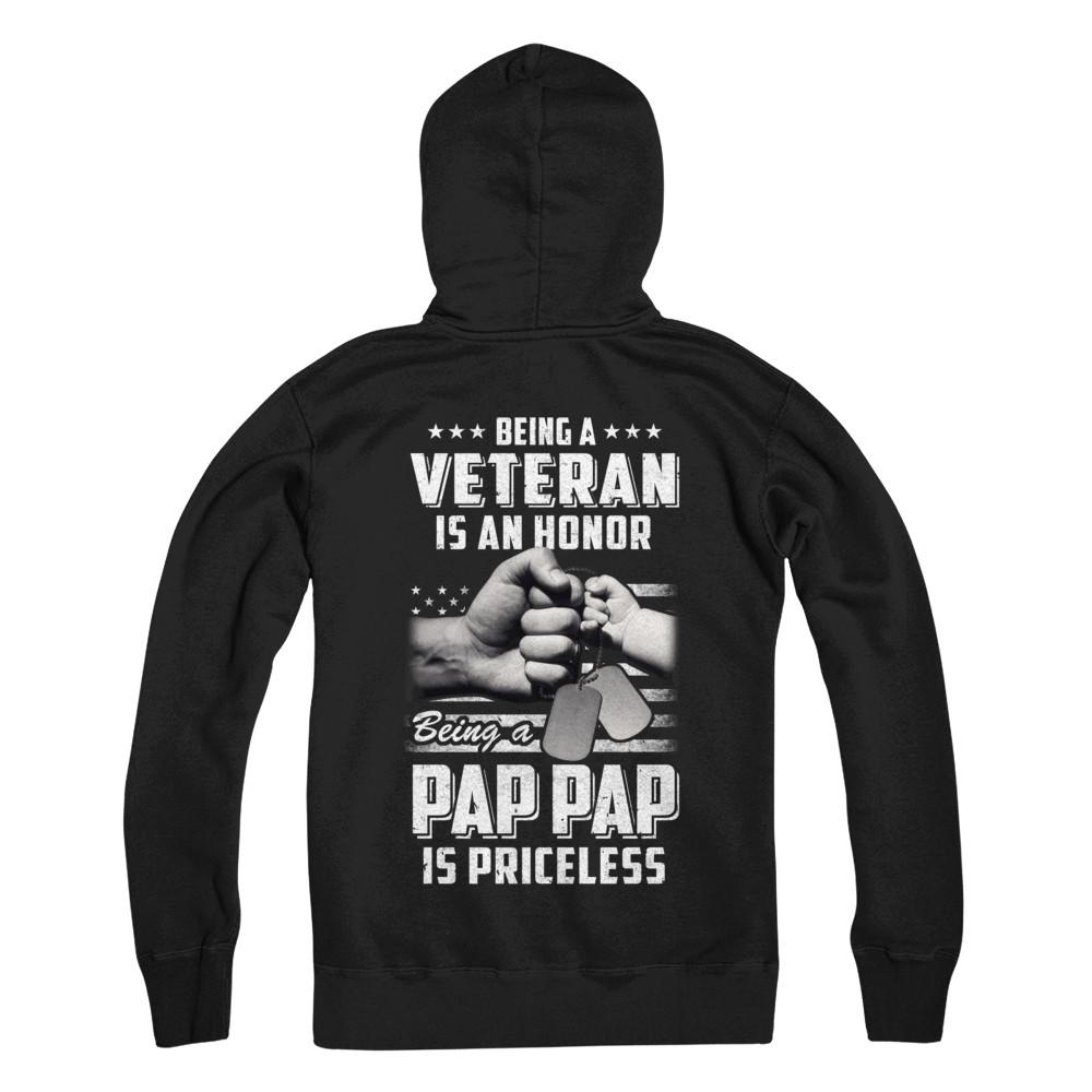 Being A Veteran Is An Honor Being A Pap Pap Is Priceless-T-Shirt & Hoodie-Pullover Hoodie-Black