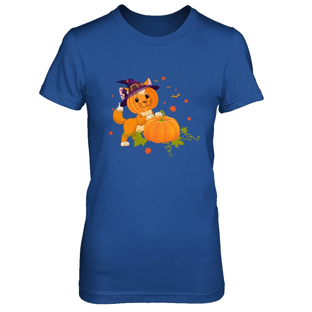 Funny Halloween Cat Pumpkin Costume-T-Shirt & Hoodie-Women's T-Shirt-Royal