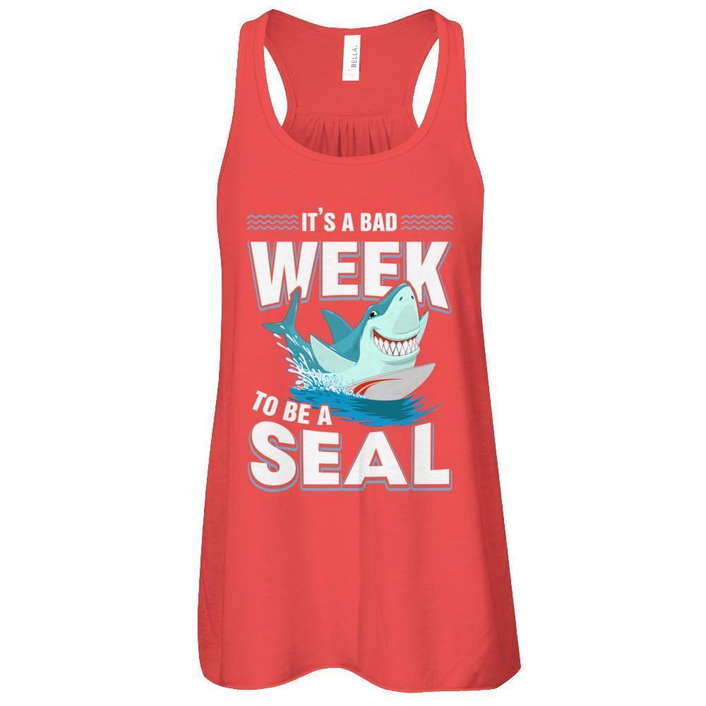 It's A Bad Week To Be A Seal Shark-T-Shirt & Tank Top-Women's Flowy Racerback Tank-Red