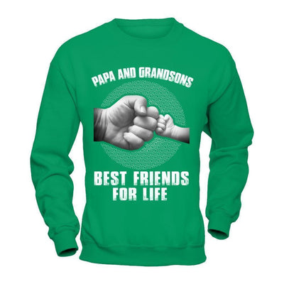 Papa And Grandsons Best Friends For Life-T-Shirt & Hoodie-Crewneck Sweatshirt-Irish Green
