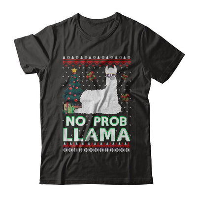 No Prob Llama No Drama Christmas Alpaca Sweater-T-Shirt & Sweatshirt-Premium T-Shirt-Black