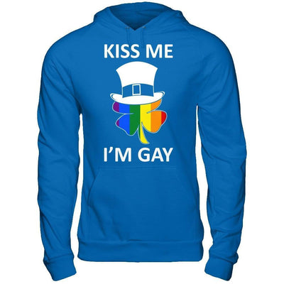 Kiss Me I'm Gay Lgbt St Patrick's Day-T-Shirt & Hoodie-Pullover Hoodie-Royal