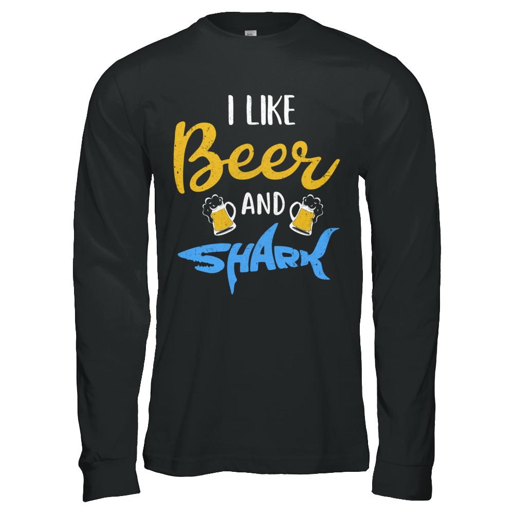 Funny Ocean I Like Beer And Sharks Gift-T-Shirt & Hoodie-Long Sleeve T-Shirt-Black