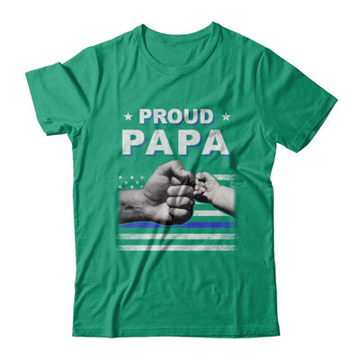Proud Papa Police Thin Blue Line Flag Fathers Day-T-Shirt & Hoodie-Classic T-Shirt-Kelly Green