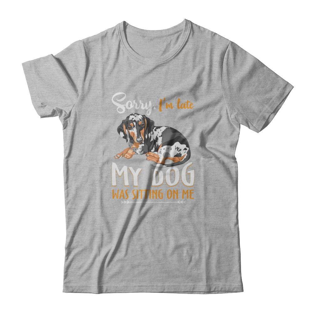 Sorry I'm Late My Dachshund Was Sitting On Me Funny Dog-T-Shirt & Tank Top-Premium T-Shirt-Heather Gray