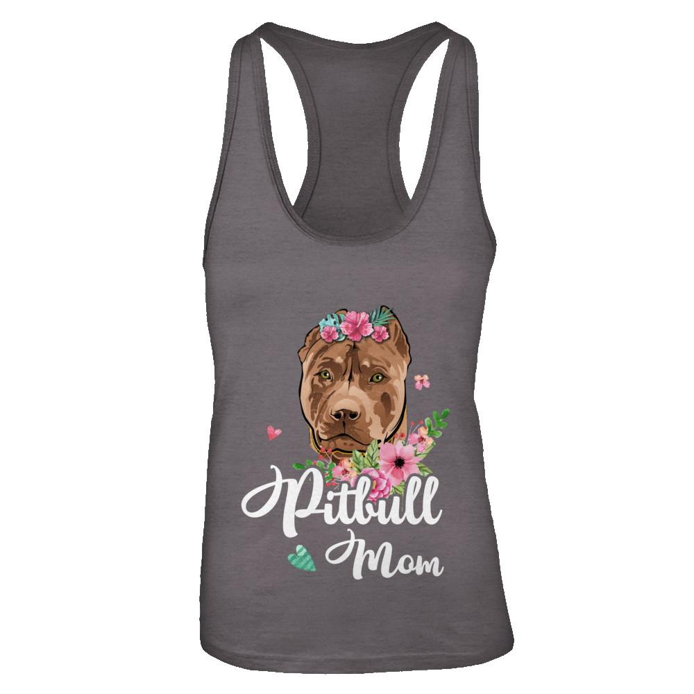 Pit bull Mom Funny Dog Mom Gift Idea-T-Shirt & Tank Top-Women's Ideal Racerback Tank-Dark Grey