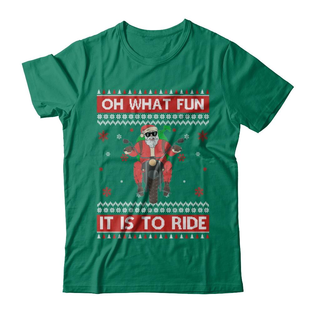 Oh What Fun It Is To Ride Motorcycle Christmas Sweater-T-Shirt & Sweatshirt-Classic T-Shirt-Kelly Green