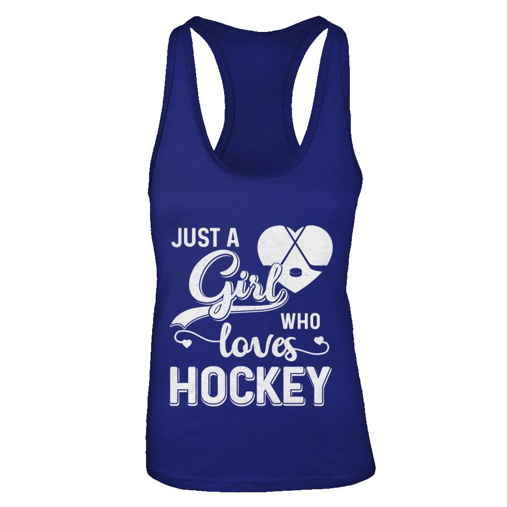 Just A Girl Who Loves Hockey-T-Shirt & Tank Top-Women's Ideal Racerback Tank-Royal