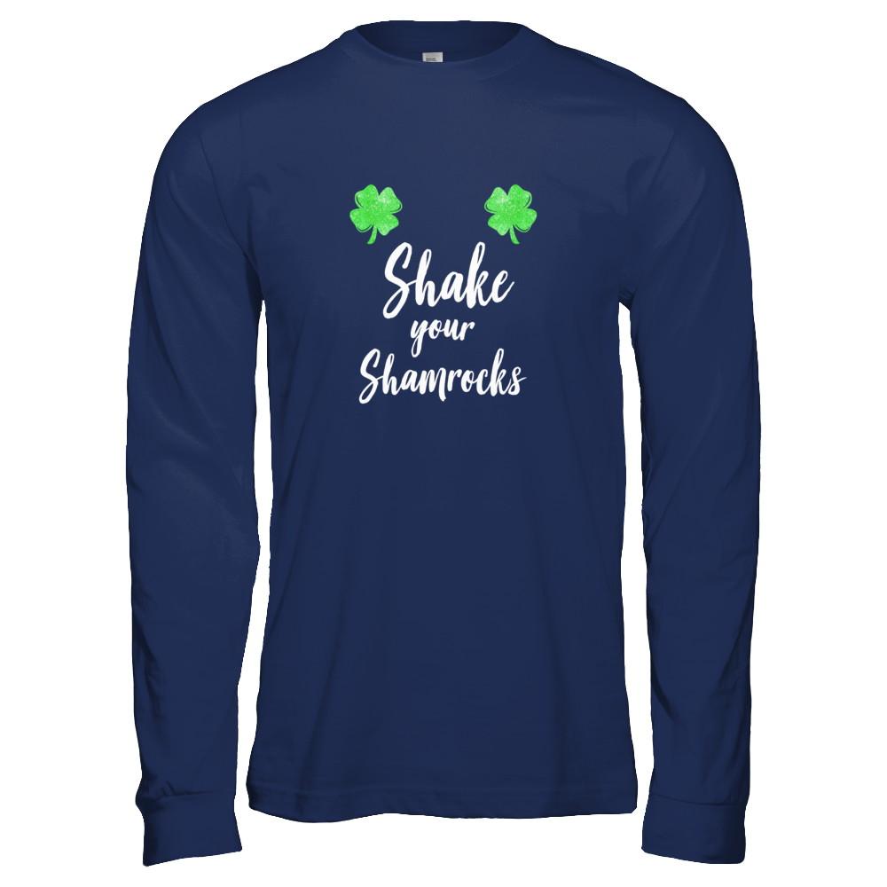 Shake Your Shamrocks St. Patrick's Day Boobs-T-Shirt & Hoodie-Long Sleeve T-Shirt-Navy