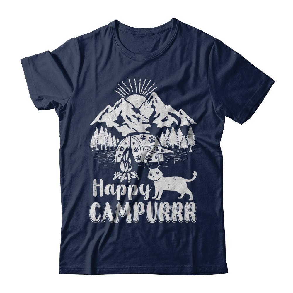 Cats Purr Happy Camppur Camper Camping-T-Shirt & Hoodie-Classic T-Shirt-Navy