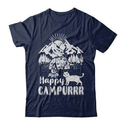 Cats Purr Happy Camppur Camper Camping-T-Shirt & Hoodie-Classic T-Shirt-Navy