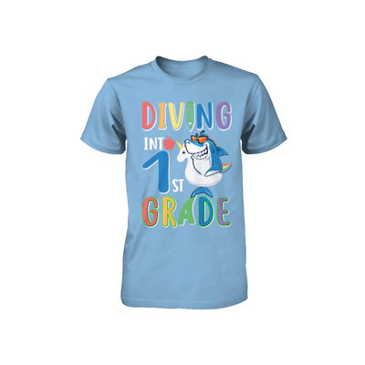 Diving Into 1st Grade Back To School Shark Youth-Youth Shirt-Toddler T-Shirt-Light Blue