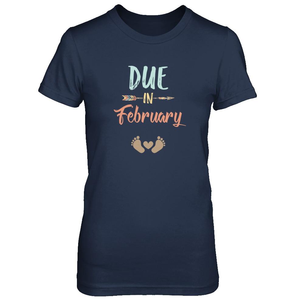 Due Date February 2021 Announcement Mommy Bump Pregnancy-T-Shirt & Tank Top-Women's T-Shirt-Navy