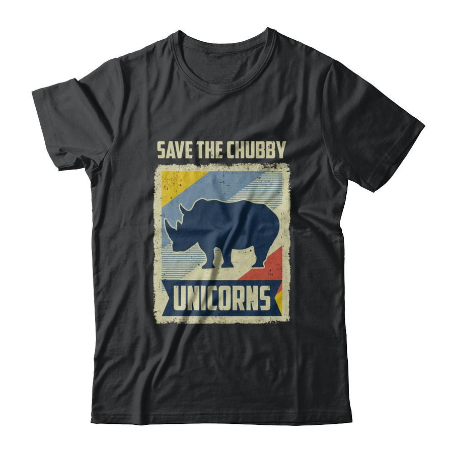 Vintage Retro Save The Chubby Unicorns Rhino-T-Shirt & Hoodie-Classic T-Shirt-Black