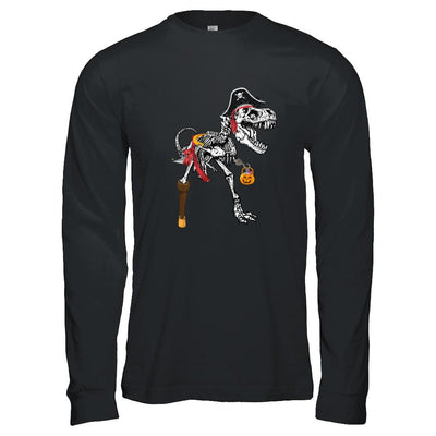 Dinosaurs T-Rex Skeleton Pirate Halloween Saurus For Men Women-T-Shirt & Hoodie-Long Sleeve T-Shirt-Black