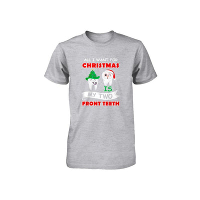 All I Want For Christmas Is My Two Front Teeth Funny Youth-Youth Shirt-Youth T-Shirt-Athletic Heather