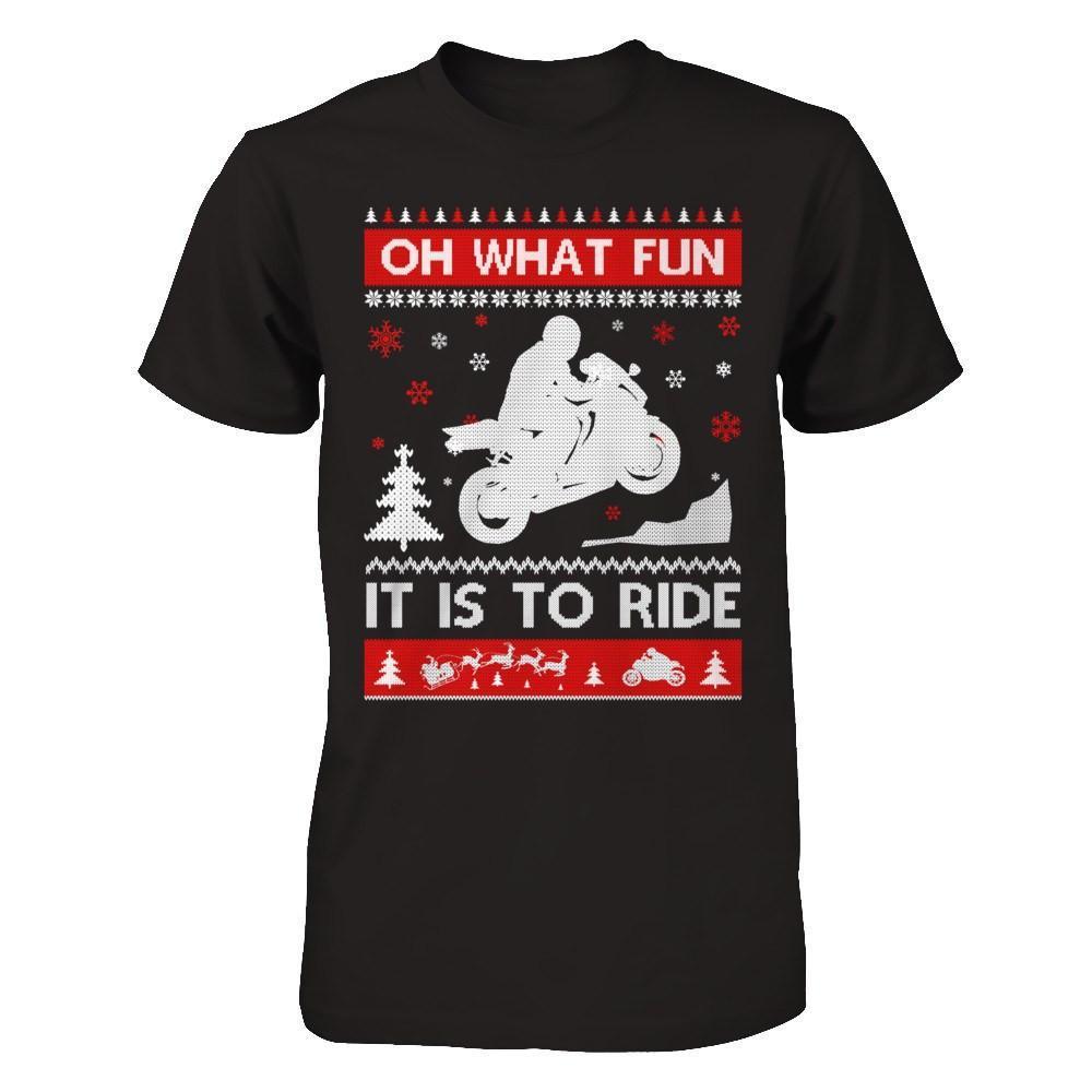 Motorbike Sweater Christmas Oh What Fun It Is To Ride-T-Shirt & Hoodie-Premium T-Shirt-Black