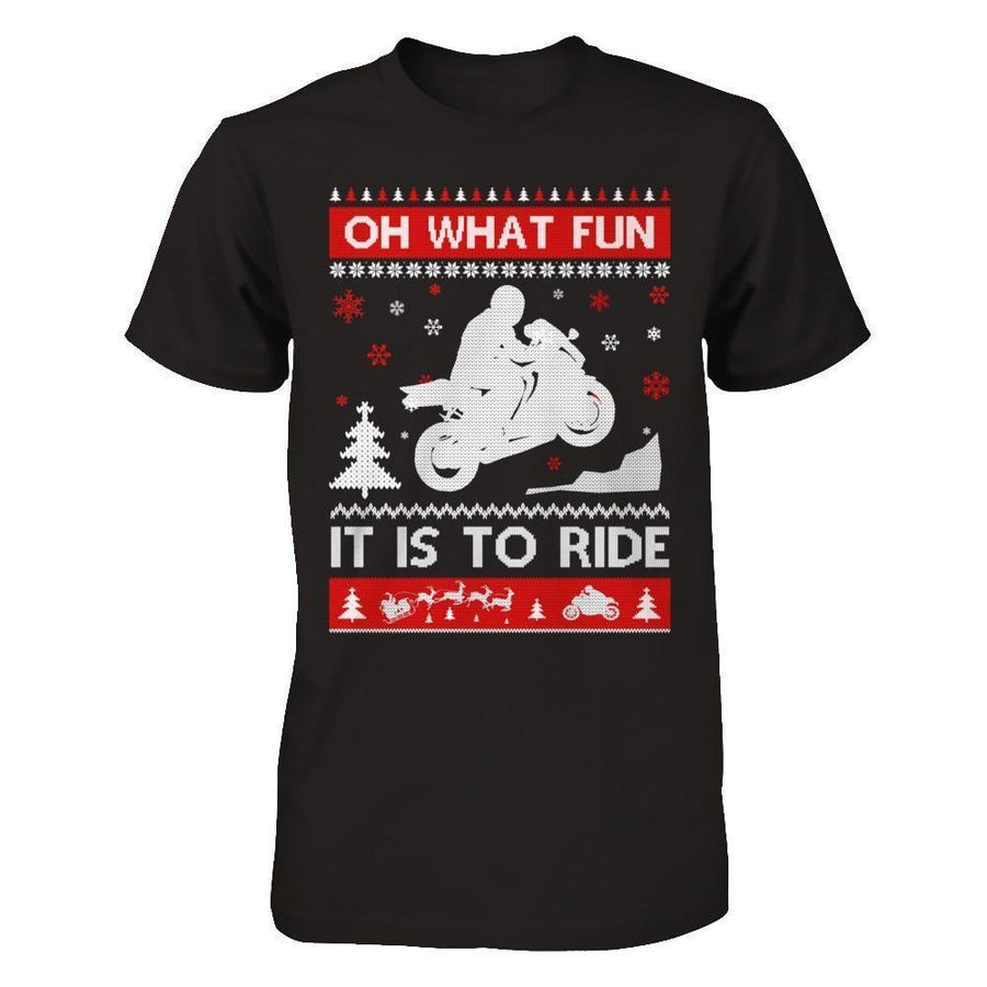 Motorbike Sweater Christmas Oh What Fun It Is To Ride-T-Shirt & Hoodie-Premium T-Shirt-Black