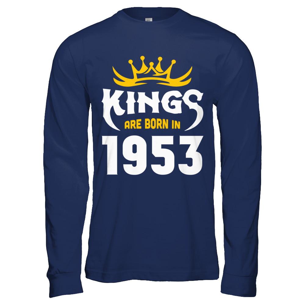 Kings Are Born In 1953 Birthday Gift-T-Shirt & Hoodie-Long Sleeve T-Shirt-Navy