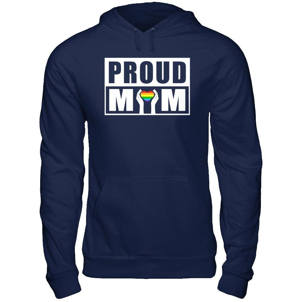 Proud Mom Lgbt Gay Lesbian Pride-T-Shirt & Hoodie-Pullover Hoodie-Navy