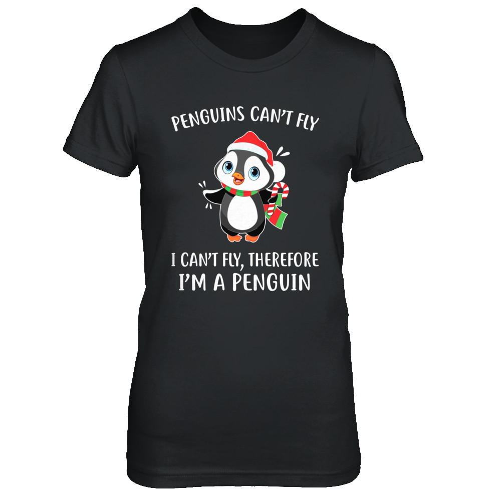 Funny Penguin I Can't Fly Christmas Gift-T-Shirt & Sweatshirt-Women's T-Shirt-Black