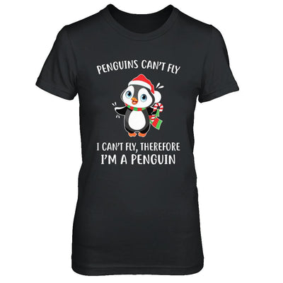 Funny Penguin I Can't Fly Christmas Gift-T-Shirt & Sweatshirt-Women's T-Shirt-Black