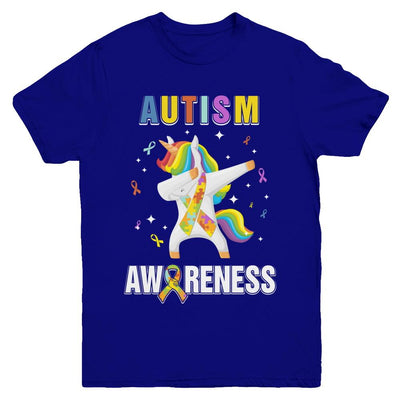 Inspirational Autism Awareness Unicorn Support Youth-Youth Shirt-Youth T-Shirt-Navy