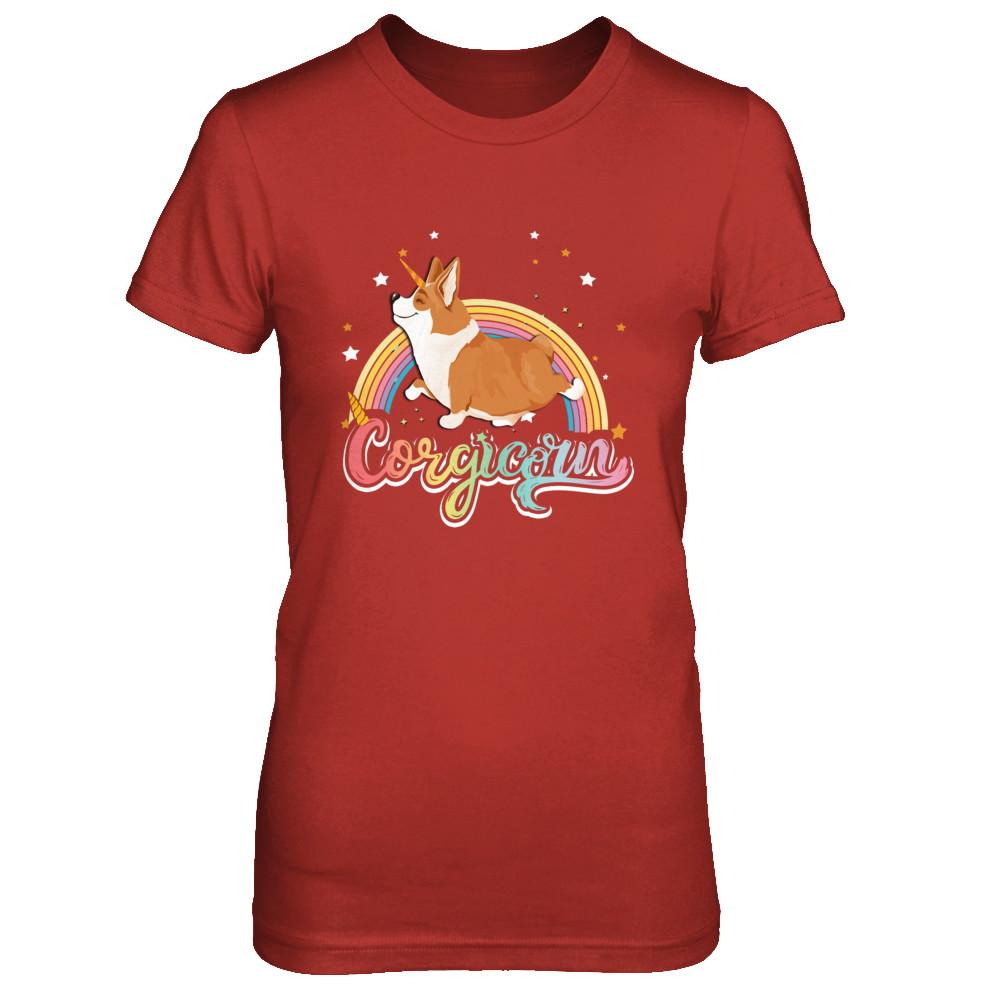 Corgicorn Corgi Unicorn Kids Space Galaxy Rainbow-T-Shirt & Hoodie-Women's T-Shirt-Red
