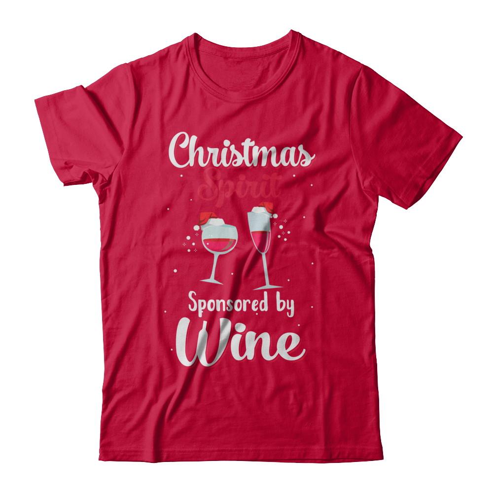 Holiday Party Christmas Spirit Sponsored By Wine-T-Shirt & Sweatshirt-Classic T-Shirt-Red