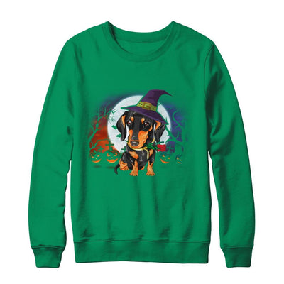 Cute Halloween Dachshund Puppy Pumpkins-T-Shirt & Sweatshirt-Crewneck Sweatshirt-Irish Green