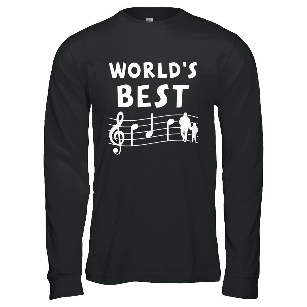 World's Best Dad Ever Treble Clef Musician Fathers Day-T-Shirt & Hoodie-Long Sleeve T-Shirt-Black