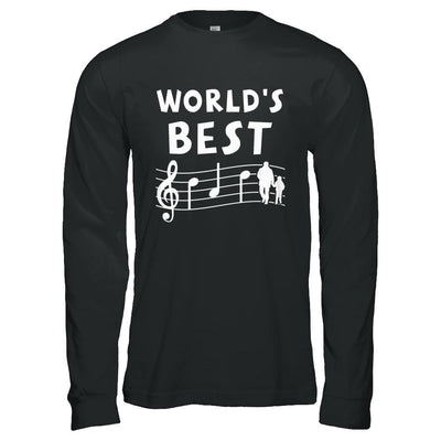 World's Best Dad Ever Treble Clef Musician Fathers Day-T-Shirt & Hoodie-Long Sleeve T-Shirt-Black