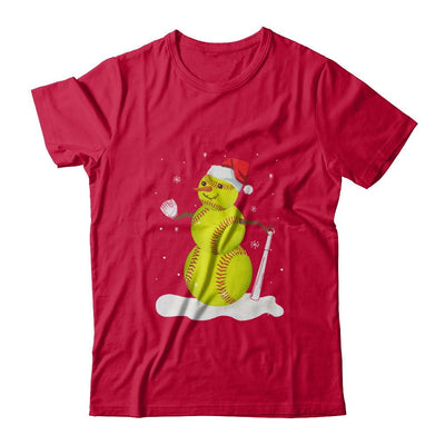 Christmas Softball Snowman Christmas-T-Shirt & Sweatshirt-Classic T-Shirt-Red