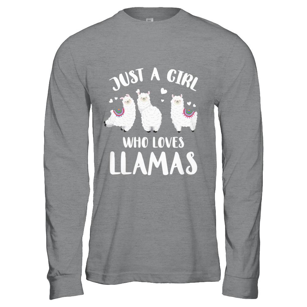 Just A Girl Who Loves Llamas-T-Shirt & Hoodie-Long Sleeve T-Shirt-Sport Grey