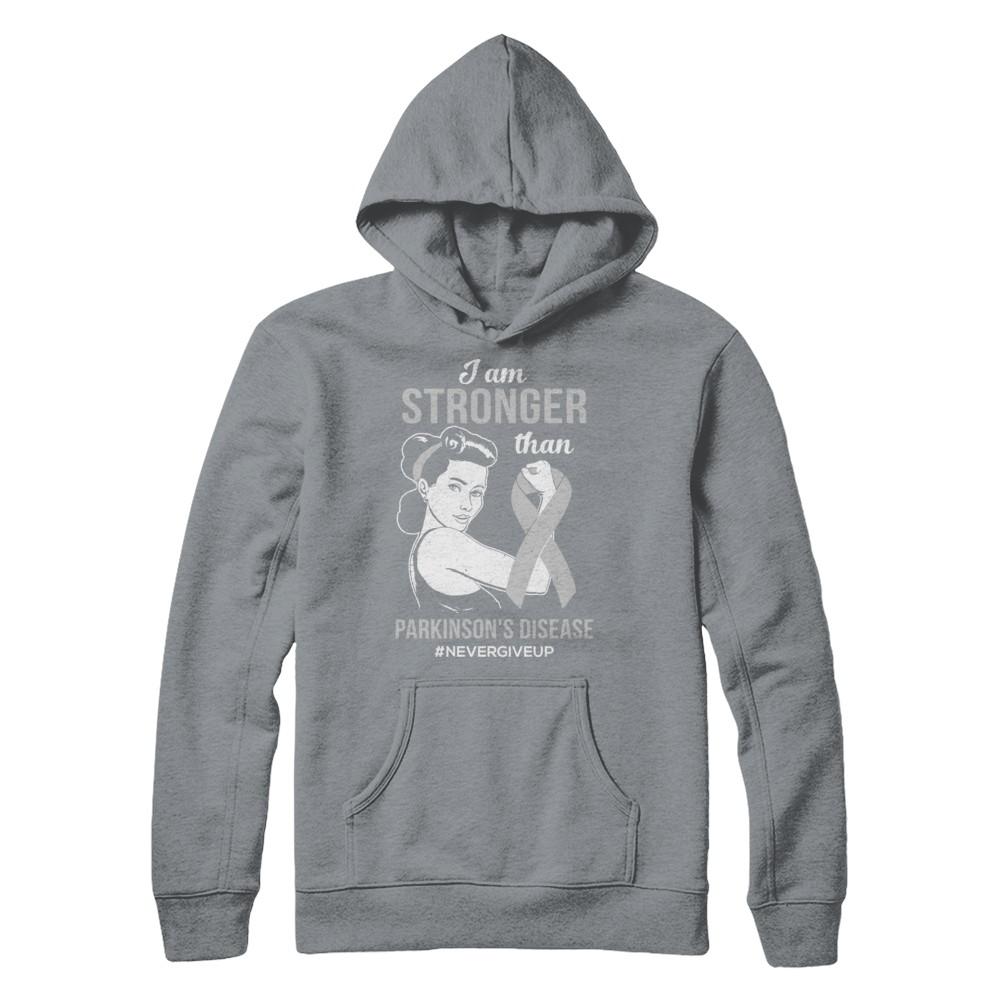 I Am Stronger Than Parkinson's Disease Awareness Support-T-Shirt & Hoodie-Pullover Hoodie-Light Steel