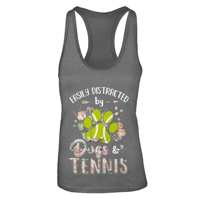 Easily Distracted By Dogs And Tennis-T-Shirt & Tank Top-Women's Ideal Racerback Tank-Dark Grey